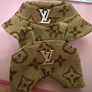 L V luxury designer inspired Labubu outfit hat overalls